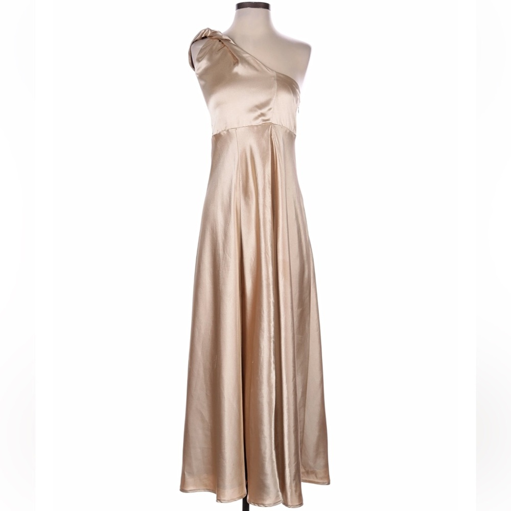 Birdy Grey One-Shoulder Shiny Champagne Dress Size Small